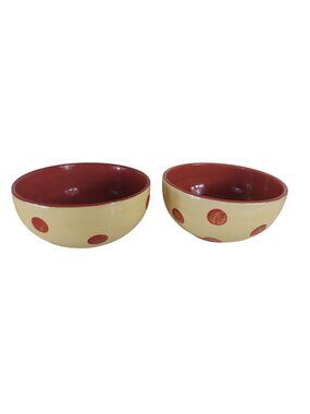 2 Gail Pittman Siena Polka Dot Cereal Bowls Sienna